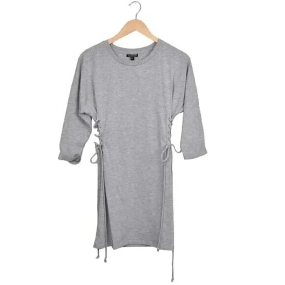Topshop Lace Up Gray Mini Dress Size 4 - Picture 5 of 11